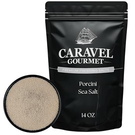 Porcini Sea Salt Infused with Finely Ground Porcini Mushrooms – Umami-Packed Mushroom Seasoning with Rich & Earthy Flavor – 14 oz Refill Pouch by Caravel Gourmet