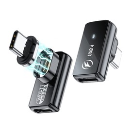USB Type C Magnetic Adapter 2Pack, 24Pins Magnetic USB C Adapter 90 Degree USB-C Adapter with PD 140W Charge 40Gbps 8K 60Hz Video USB4 for Thunderbolt 3/4 MacBook Pro/Air Phone and More Type C Devices