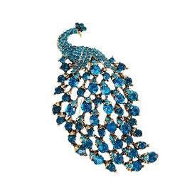 sunjiaqiRhinestone Peacock Brooch Pin for Women Girls Fashion Exquisite Exaggerated Big Crystal Bird Animal Brooches Lapel Pins Elegant Dress Accessories Wedding Christmas Birthday Jewelry Gift