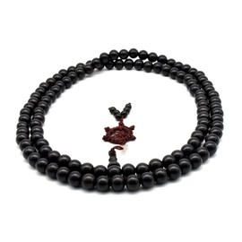 Zen Dear Unisex Natural Ebony Wood Buddhist Prayer Bead Necklace Bracelet Tibetan Prayer Mala Beaded Black (10mm 108beads)