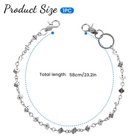 Josojoou Dice Pants Chain, Wallet Chain for Men with Dice jeans, Chains for Pants, Punk Hip-Hop Casual Streetwear Accessories for Both Men And Women