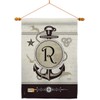 Nautical R Initial House Flag Dowel Set Monogram Coastal Anchor
