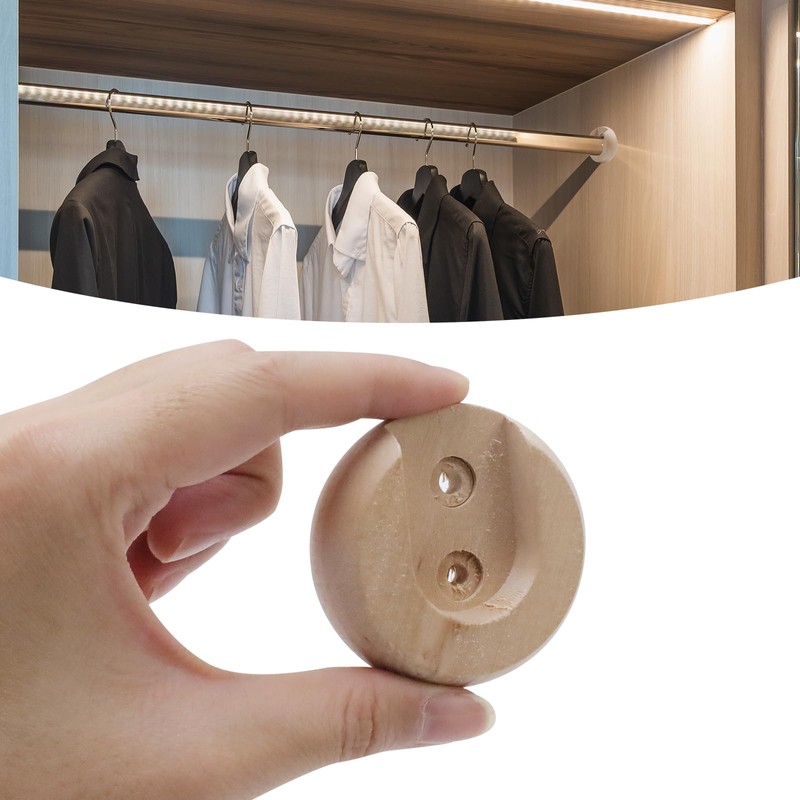 Wealrit 6 Pcs Wooden Closet Rod Holders Unfinished Wood Wardrobe