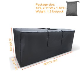 EASYMALL Outdoor Cushion Storage Bags 2 Pcs, 68 Inch Waterproof Outdoor Patio Cushion Storage Bag with Metal Zipper, Pillow Storage Bag with Padded Handles - 2Pack