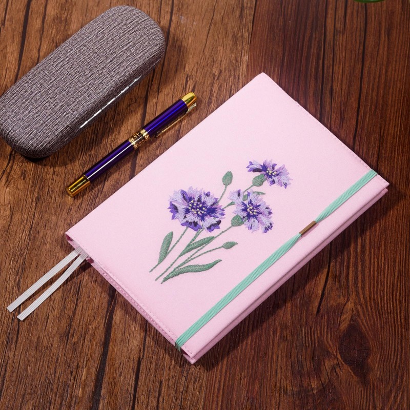 FRORA Embroidered Journal Notebook, A5 Softcover, Dot Line, (Pink, Yagle