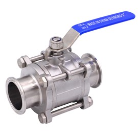 DERNORD 2" Sanitary Ball Valve Fits 2" Tri-Clamp Clover Stainless Steel 304, PTFE Lined, Two Way & Three Piece (2 Inch Tube OD Quick Clamp)