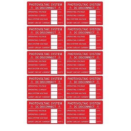CDXHOME 10X Solar Labels Pack - Photovoltaic System DC Disconnect - Operating Voltage VDC - MAX System Voltage VDC - Operating Current AMPS - Short Circuit Current AMPS- UV Resistant Vinyl(4"X 3")