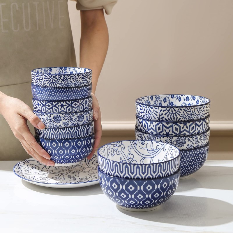 Selamica Ceramic 12 OZ Dessert Bowls Set, Ice Cream Bowls,