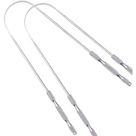 Tongue Scraper for Adults Oral Care Tongue Cleaner Reduce Bad Breath Metal Tongue Scrubber Stainless Steel (Silver, Pack of 2)