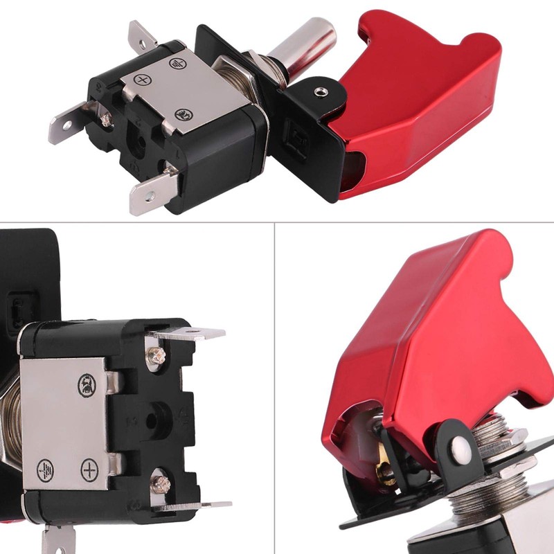 Qiilu 12V 20A Racing Car Red Cover LED Light SPST