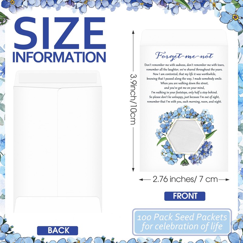 Humyoun 100 Pcs Forget Me Not Seed Mini Envelopes with