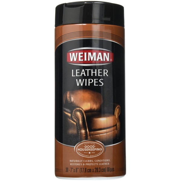 Weiman Leather Wipes - 6 Pack - Clean, Condition, Ultra Violet Protection Help Prevent Cracking or Fading of Leather Furniture, Car Seats and Interior, Shoes