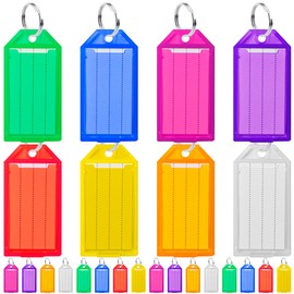 Plastic Key Tags, Key Labels with Ring and Label Window, 8 Colors（24pcs）