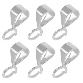Murtenze 6 Pack Sterling Silver Slider Pendant Clasp, 925 Silver Connector Open Loop Bails, Made in Italy for Jewelry Making