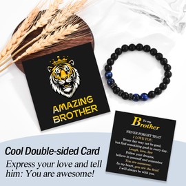 JONAKO To My Brother Gifts, Elastic Rope Beads Bracelet Brother Gifts for Teenage Boys Men, Birthday Graduation Back to School Christmas Confirmation Gifts for Boys