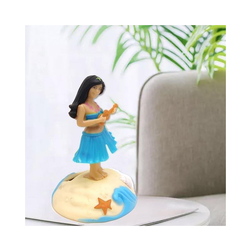 Blue Solar Powered Dancing Figures Decoration -Hawaii Shaking Head Ornaments