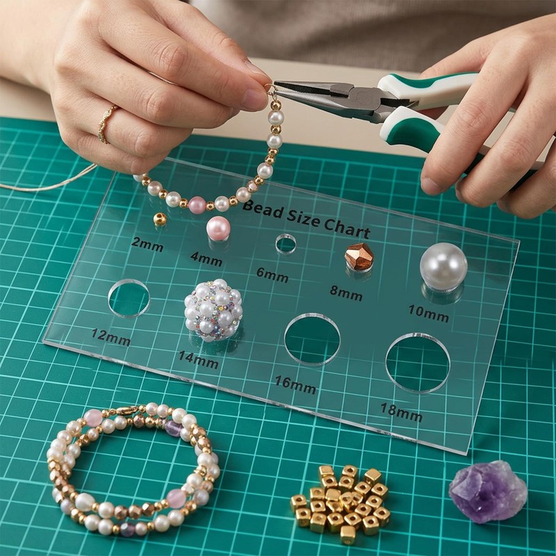 2 PCS Bead Size Measuring Tool Acrylic Bead Chart Multi-Function
