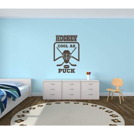 Hockey Helmet Cool As Puck Boys Room Sports Vinyl Wall Decal Sticker (Light Brown, 21 X 31 in)