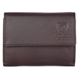 J. Wilson London Ladies RFID Safe Designer Leather Purse Card Women Wallet Zip Pocket Boxed (Brown)