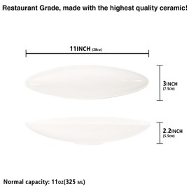 LIUYWYHCF Ceramic Select Corn Cob Holders 11" Corn Cob Dishes, Set of 4 White Serving plate, for nuts, olives, snacks, cheese, Non-slip Bottom - Microwave Dishwasher Oven Safe (11 Inch)