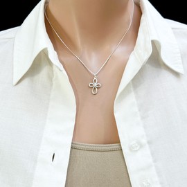 Sterling Silver Cross Necklace for Women, Eternity Cross Necklace, Cross Necklace for Girls, Christmas Gift Necklace, Religious Gift Necklace, 18 inches
