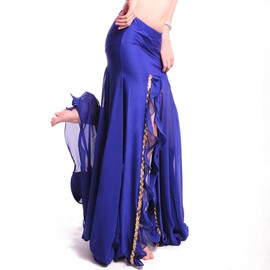 ROYAL SMEELA Women's Skirt Belly Dance Costume for Women Dancing Dress High Split Beach Ruffle Bellydance Skirts Red, Dark Blue, One Size