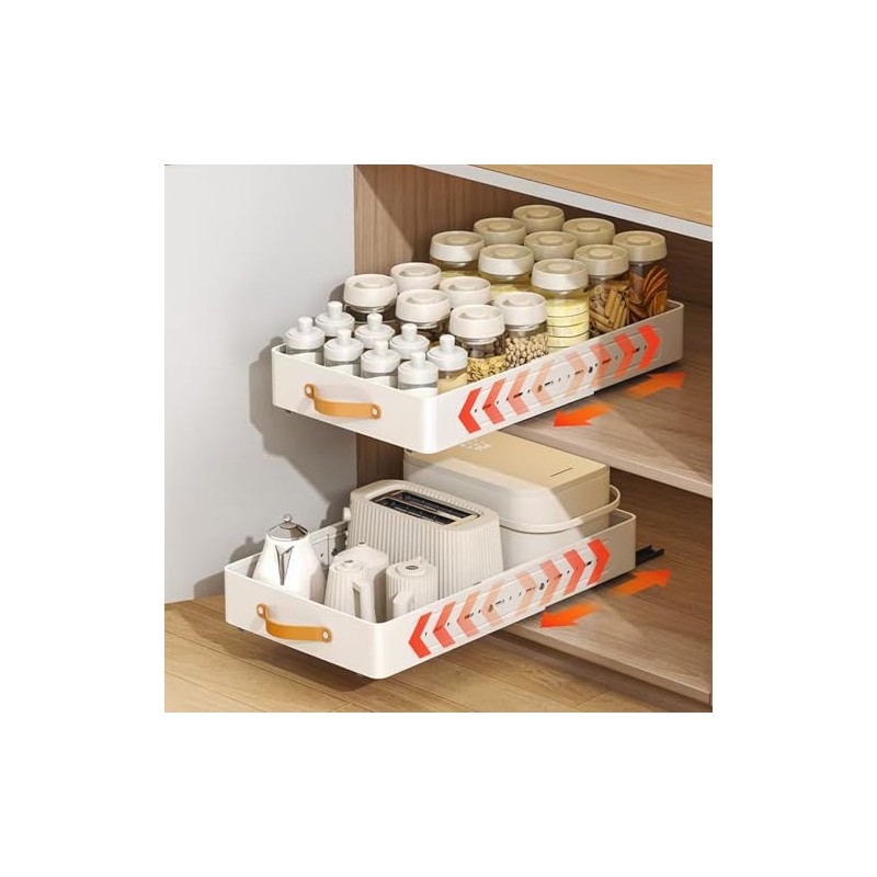 Garvee Kitchen Cabinet Organiser, Extendable, Cabinet Pull-Out Kitchen Adjustable 32-53