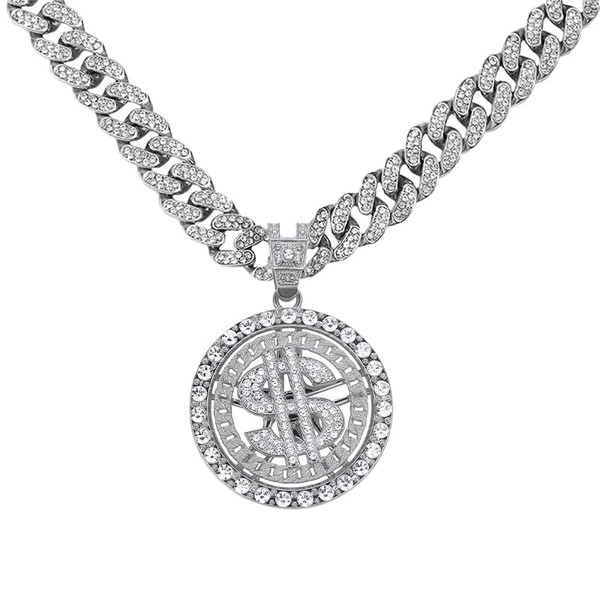 Men's necklace fashionable 360 degree rotating US dollar pendant with