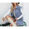PAODIKUAI Women's Denim Vest Mid Long Jean Vest Sleeveless Jackets