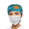 Casual Cats Working Cap with Button Sweatband Bouffant Hats Adjustable