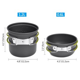 HUIOP Pot,Camping Cookware, Camping Cookware Portable Mess Kit Camping Pot and Pans Cooking Set