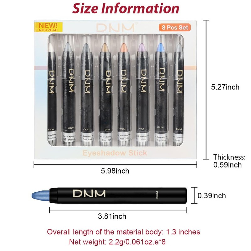 evpct 8Pcs Cream Eye Shadow Brightener Sticks Set for Eyes,