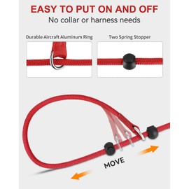 Joytale Tangle-Free Slip Lead for Dogs, 1.8m Slip Lead with Double Padded Handle, Anti Pull Training Leash for Puppy Small Medium Dogs(6-18 KG), Red