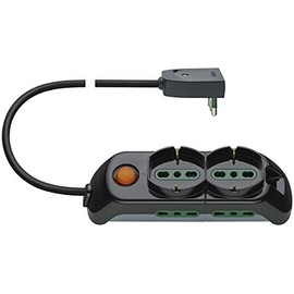 VIMAR FP00521.C 1.5m Multi Socket with Illuminated Switch, 2 Universal Sockets, 4 Secure Sockets, Black