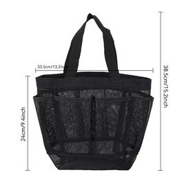 Mesh Shower Caddy Bag, Quick Dry Portable Tote Bag and Inner Pocket with 8 Pockets for Dorms Bathroom, Swimming, Gym, Beach, Travel (Grey)