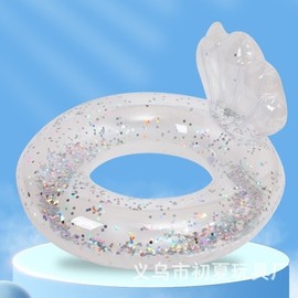 Transparent Sequin Shell & Flamingo Inflatable Swimming Ring 70cm White Shell 10ea