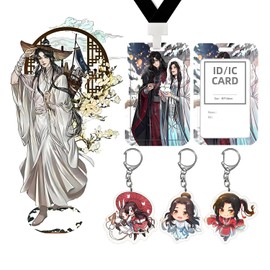 Heaven Official's Blessing Xie Lian Acrylic Figures Stand Decoration Hua Cheng Keychians Tian Guan Ci Fu ID Badge Holders for Men Women Fans 5 Pcs