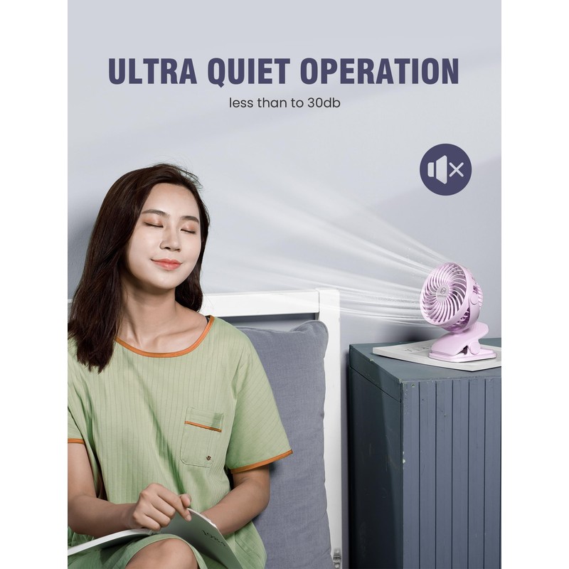 AA Battery Operated Baby Stroller Fan, 5 Inch Clip on