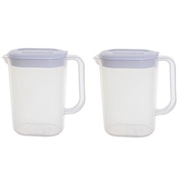2 Plastic Fridge Jugs 1.5L Slimline Whitefurze Easy Pour Water Milk Squash Jug