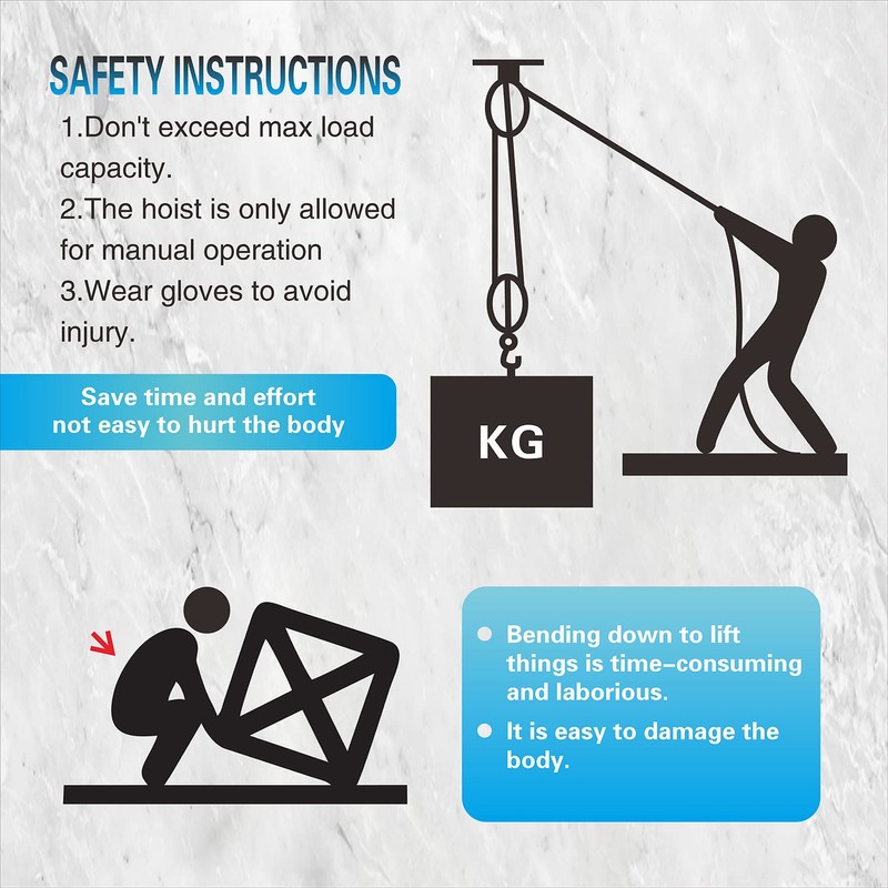 Wheel Block and Tackle System 4000LB Breaking Strength 65 Feet