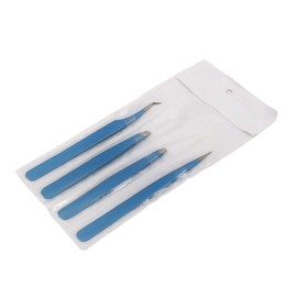 Precise Canada: Professional Tweezer Pack- 4 Tweezers Set- Ingrown Hair Remover Treatment. Premium Eyebrow Shaper. (Sky Blue) Color Tweezers With Pouch.