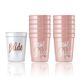 Csirnto Bride Tribe Cups, Pack of 11, Party Bride Cups, Shower Cups, Drinking Cups, Pink and White, Bachelorette Party Cups, Bridesmaid Decorations for Bachelorette Party, Bridal Party Cup Set