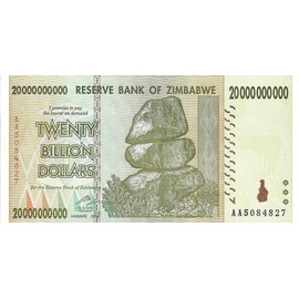 Zimbabwe 20 Billion Dollar Banknote 2008 P 86