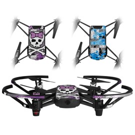 Skin Decal Wrap 2 Pack for DJI Ryze Tello Drone Princess Skull Purple Drone NOT Included