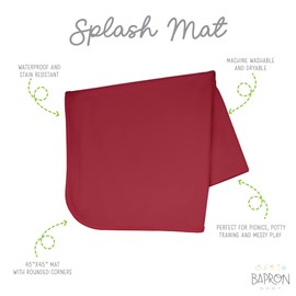 BapronBaby Minimalist Cranberry Splash Mat - Waterproof Catch-All for Under High Chairs, Floors, Tables, Playtime or Arts & Crafts - Machine Washable - 45" x 45”