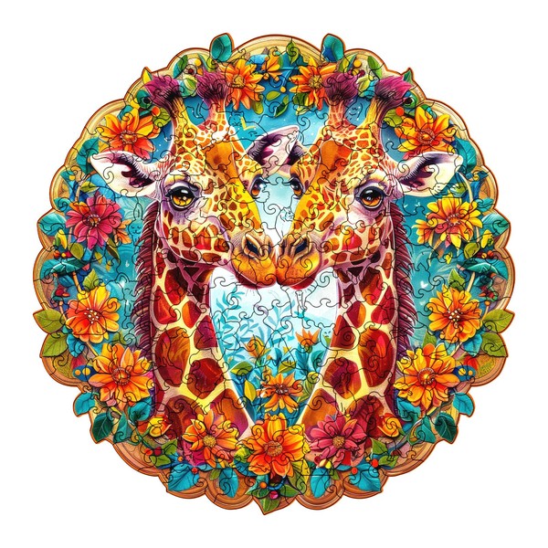 Cuteefun Wooden Puzzle for Adults, Unique Shaped Animal Puzzle Giraffe
