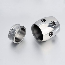 Mini Urn Memorial Urn Urn Cremation Urn Container Pet Urn Dog Cat Rabbit Screw Type Hand Held Stainless Steel Pet Altar Urn Paw Mark Pattern Large Capacity Silver Black