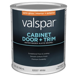 Valspar 82007 White Base Cabinet, Door & Trim Interior and Exterior Oil Enriched Enamel, Semi-Gloss, 1 Quart