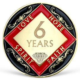 6 Year NA Medallion Six Year Recovery Chip for NA AA 12 Step Narcotics Anonymous Coin Anniversary Token Clean and Sober Gifts for Men Women Celebrating Sobriety and Addiction Recovery