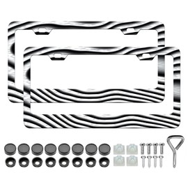 Topography Map License Plate Frames - 2 Pack White Black Topographic Aluminum Metal License Plate Holder Covers,Rust-Proof Waterproof Car Decorative Tag Frames for Standard US 12x6 Inch